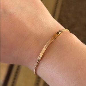 MICHAEL KORS ID PLAQUE ROSE GOLD-TONE LOGO SLIDER BRACELET Dainty Beauty